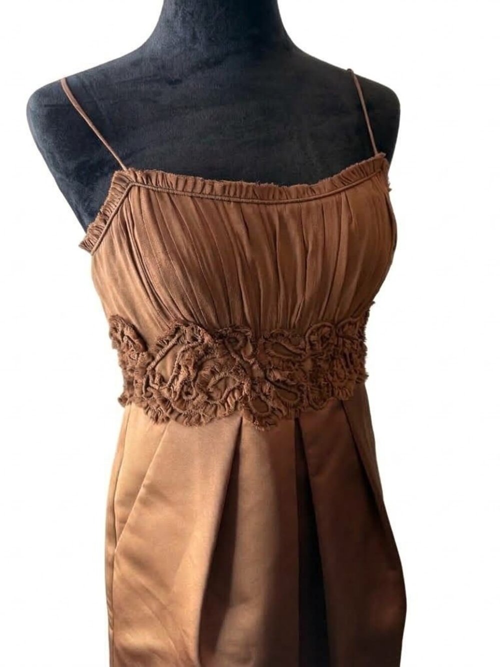 BCBGMAXAZARIA Y2K 100% Silk Mini Dress Brown Size 4 Party Homecoming - Picture 2 of 9